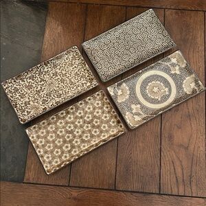 Set of Sushi Trays in Brown and Cream Stoneware